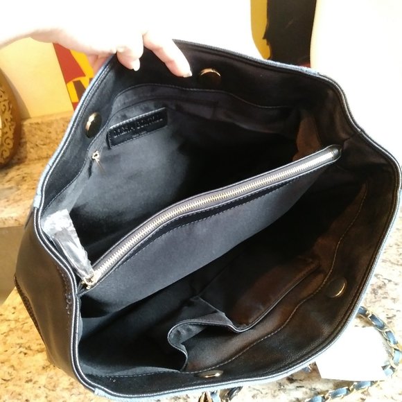 Dream Control Denim & Faux Leather Tote Purse NWT - Picture 6 of 8